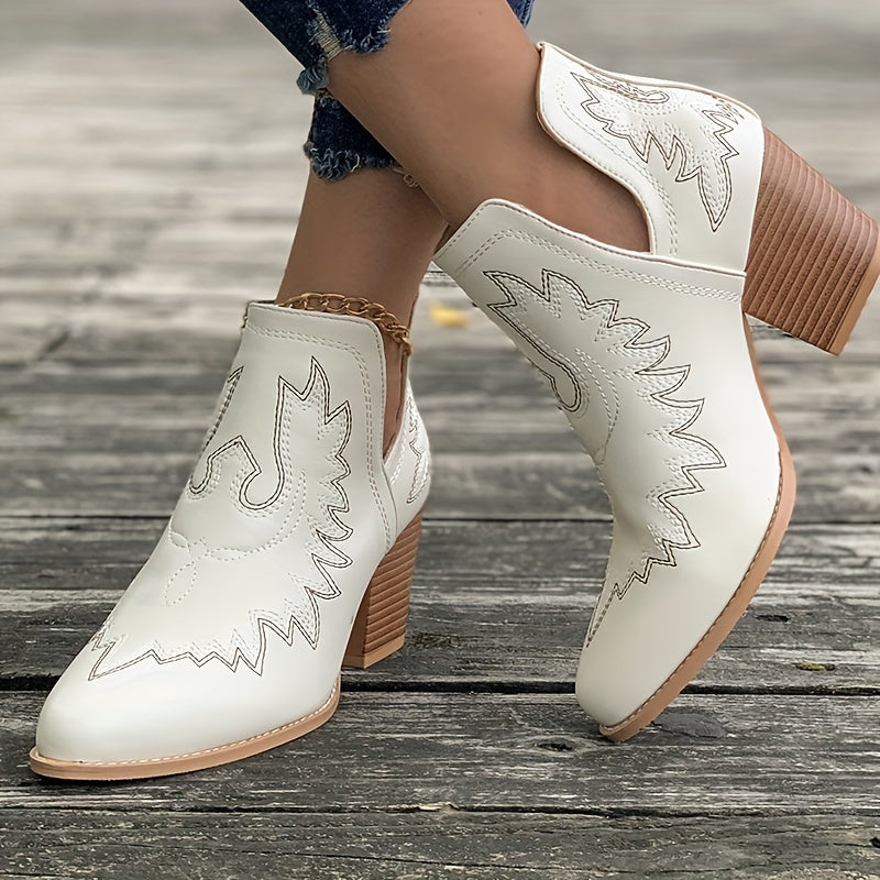 VintageAura - Stiefelette mit klobigem Absatz für Frauen