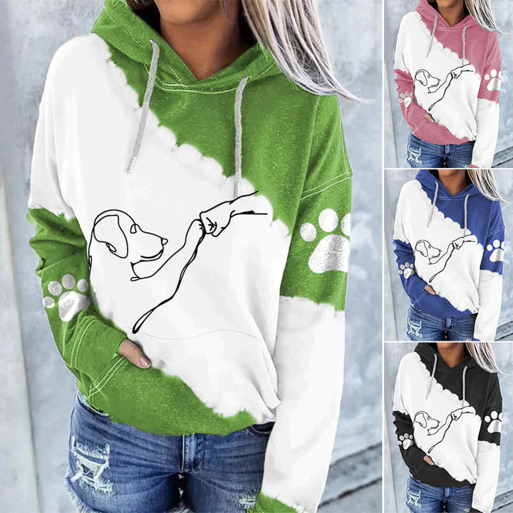 Amora™ Trendiger lockerer Hoodie mit Hundeaufdruck