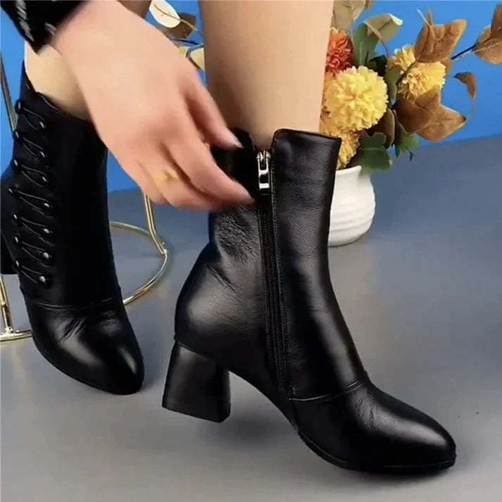 Angelica™ Die neuen hochhackigen kurzen Lederstiefel