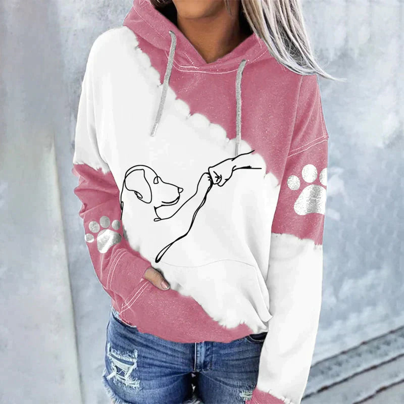 Amora™ Trendiger lockerer Hoodie mit Hundeaufdruck