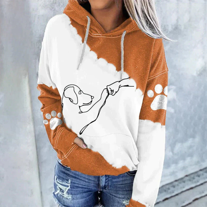 Amora™ Trendiger lockerer Hoodie mit Hundeaufdruck