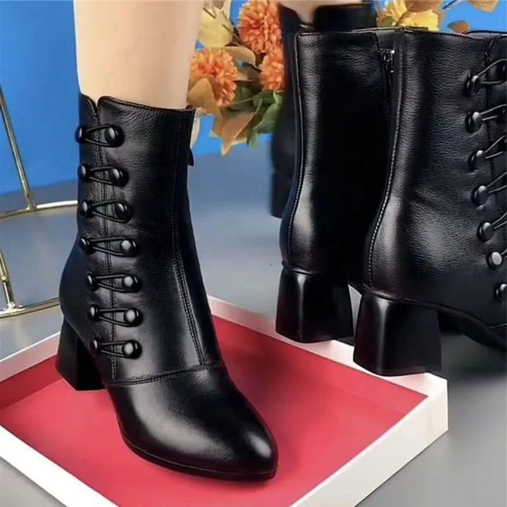 Angelica™ Die neuen hochhackigen kurzen Lederstiefel