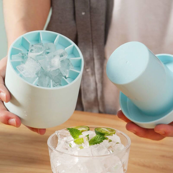 Freeze™ - Tragbarer Silikon-Eiswürfelform mit Deckel für perfekte Eiswürfel