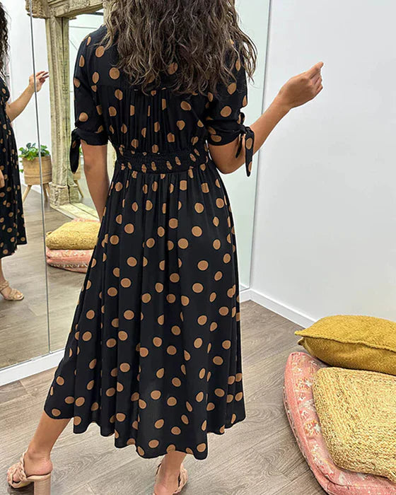 Elisa™ – Elegantes gepunktetes Kleid mit verführerischem V-Ausschnitt