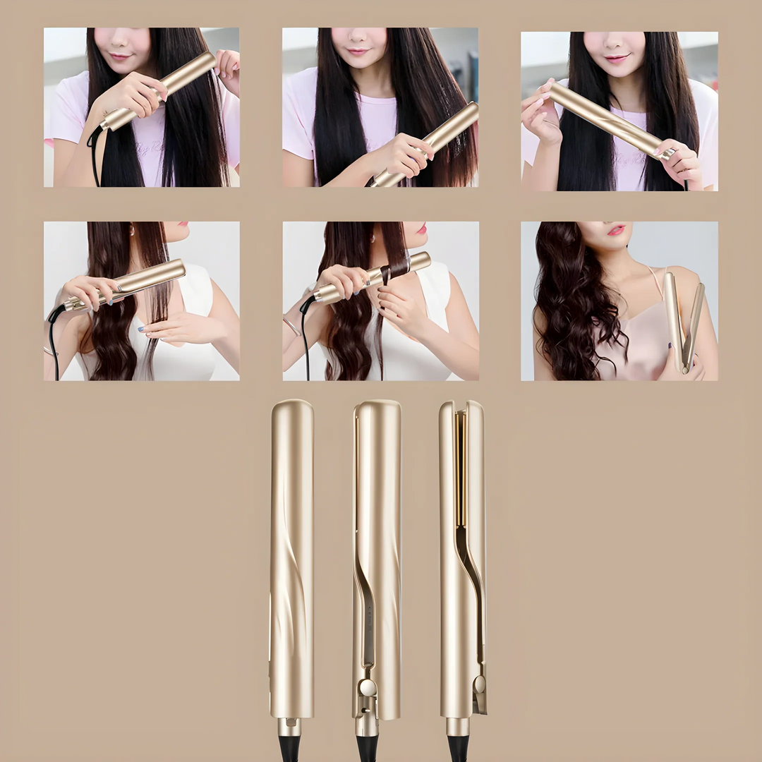 HairDeluxe™ | 2-in-1 Glätteisen & Lockenstyler – Perfektes Styling für Glattes und Lockiges Haar